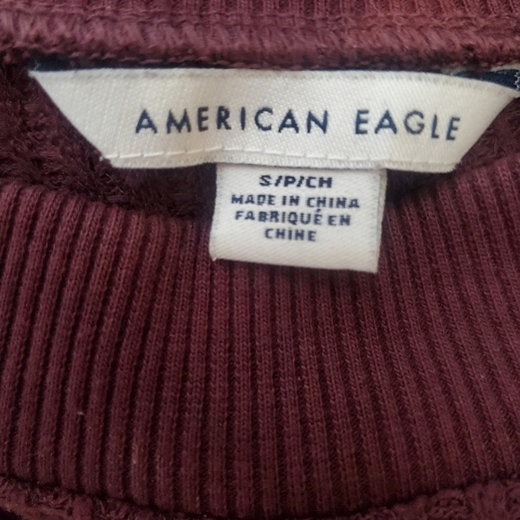 ๐5/$25 AEO Burgundy Long Sleeve Thermal Mini Shirt Dress Size Small - Picture 5 of 7